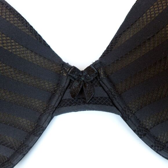 Maidenform T-Shirt Bra Womens Black Beige Stripe 40D Style 05701 Underwire Lined - Picture 9 of 12